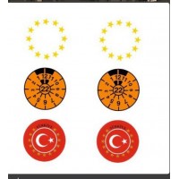 6'Lı Plaka Pulu Seti , Avrupa Birliği Yıldız Sticker,